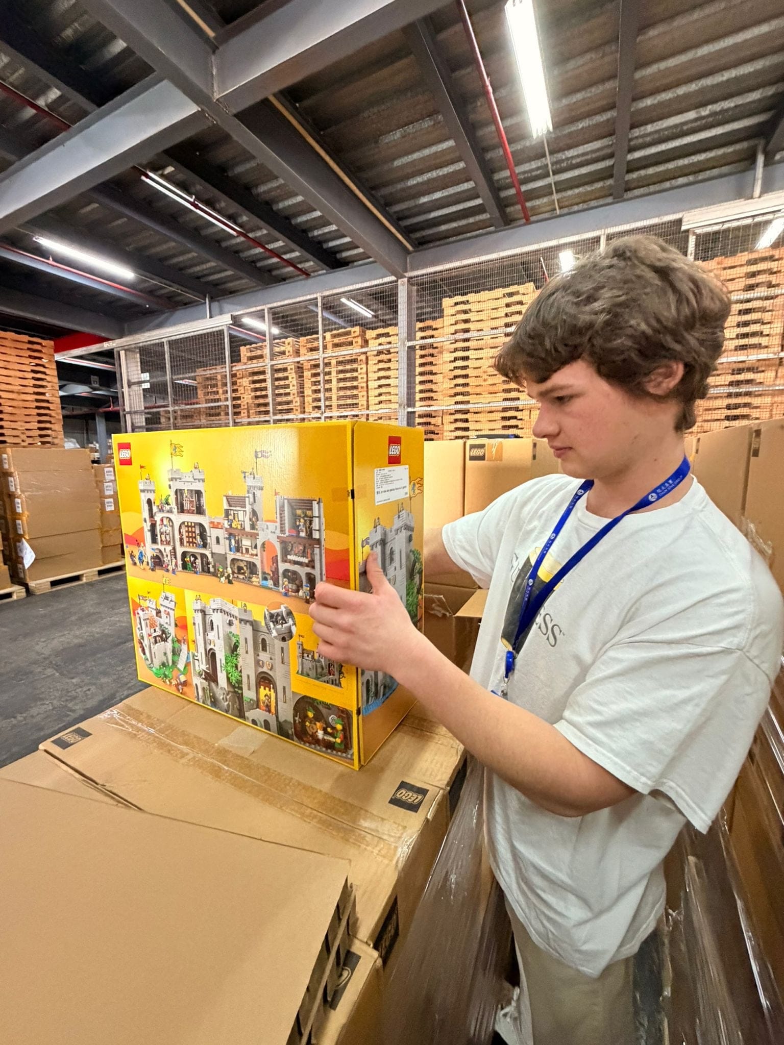 Peter checking a sealed LEGO box before it is bought