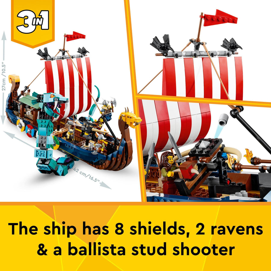 LEGO Creator 3-in-1 Viking Ship and the Midgard Serpent 31132 – Retired & Sealed