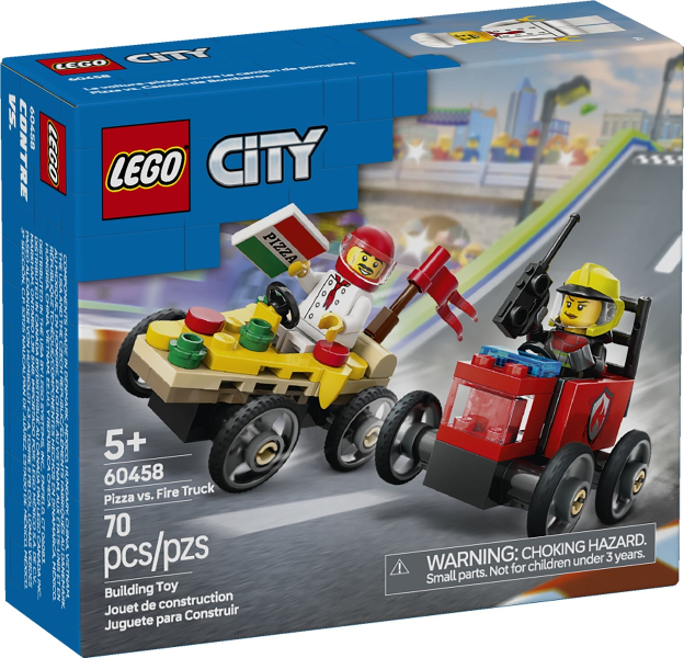 LEGO 60458 Pizza vs. Fire Truck Race Car Pack 60458 sealed box front