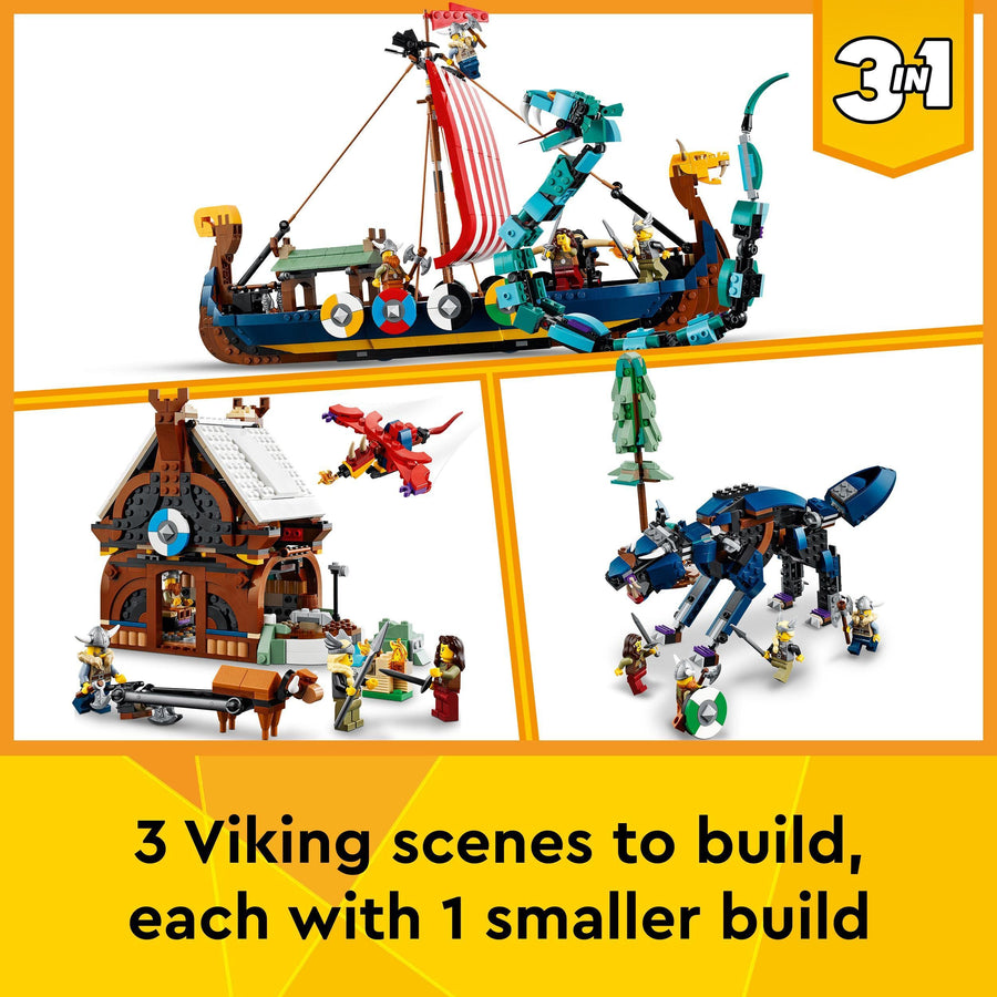 LEGO Creator 3-in-1 Viking Ship and the Midgard Serpent 31132 – Retired & Sealed