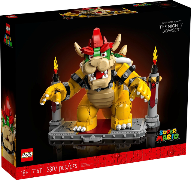 LEGO 71411 71411 Super Mario The Mighty Bowser, 3D Model Building Kit, Collectible Posable Character Figure with Battle Platform, Memorabilia Gift Idea sealed box front