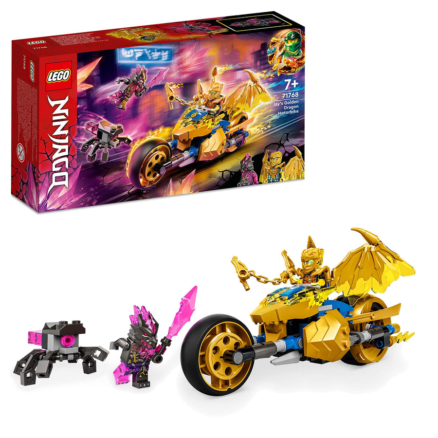 LEGO NINJAGO Jay's Golden Dragon Set, Toy Motorbike 71768 – Retired & Sealed